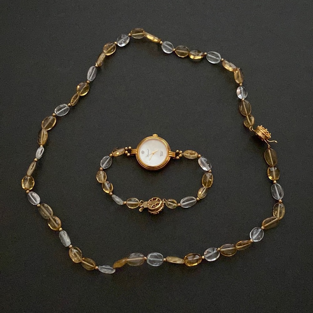 Vintage Lucoral Watch & Necklace Set